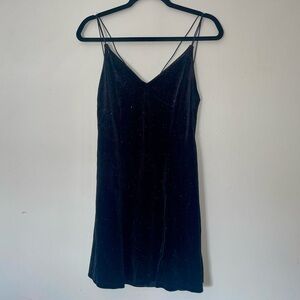Sparkly Black Velvet Mini Dress